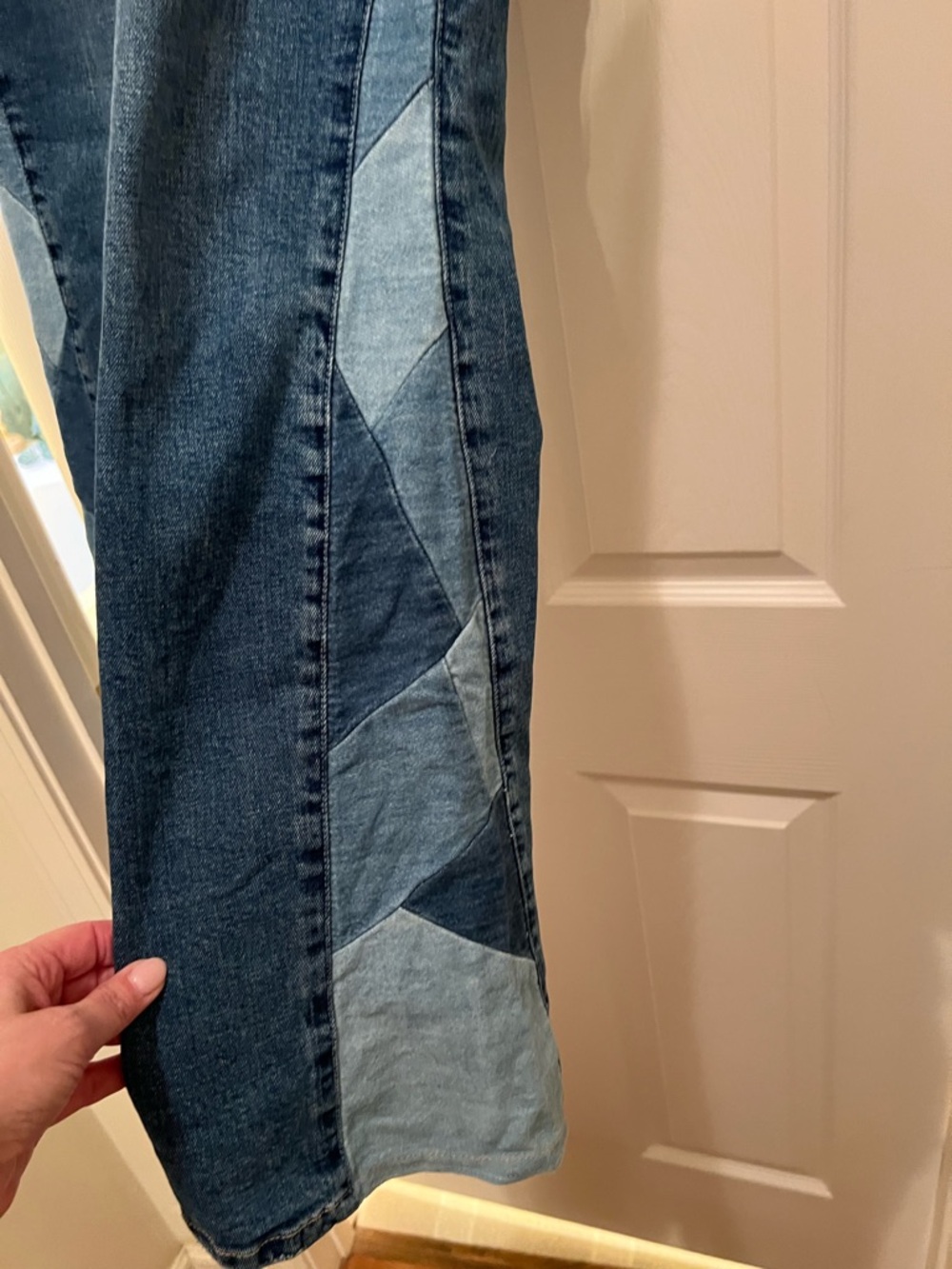 Dear John Two-Tone Blue Patchwork Flare Jeans - Picture 2 of 3